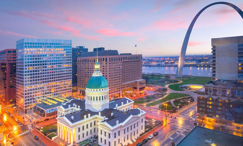 St. Louis Downtown Skyline At Twilight